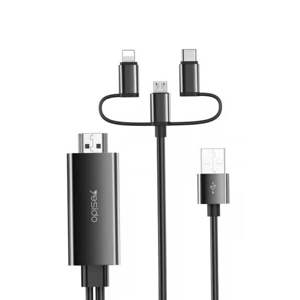 کابل 3 سر لایتنینگ،تایپسی،میکرو به HDMI یسیدو YESIDO HM05